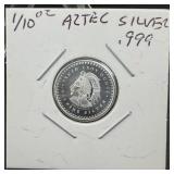 1/10 Oz .999 Silver Aztec Round