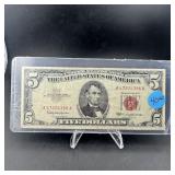 1963 $5 Red Seal United States Note Serial A472224