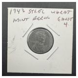 1943 Steel Wheat Cent Error Ghost 4
