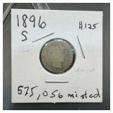 1896-s Barber Silver Quarter Mintage 575,056