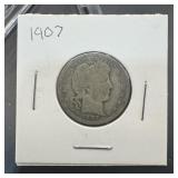 1907 Barber Silver Quarter