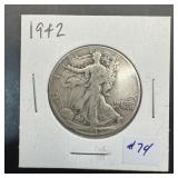 1942 Walking Liberty Silver Half Dollar