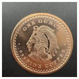 1 oz .999 Copper Aztec Round