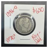 1896-o Barber Silver Quarter Key Date