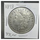 1893 Morgan Silver Dollar Key Date Mintage 378,000