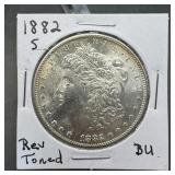 1882-s Morgan Silver Dollar Reverse Toned High Gra