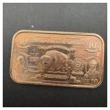 1 oz .999 Copper Buffalo Bar