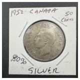 1952 Canada Silver Half Dollar .800
