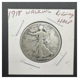 1918 Walking Liberty Silver Half