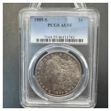 1885-s Morgan Silver Dollar Pcgs Au55
