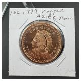 1 Oz .999 Copper Aztec Round