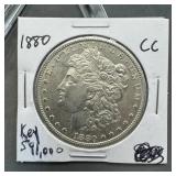 1880-cc Morgan Silver Dollar Key Date Mintage 591,