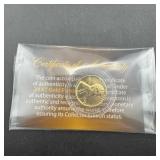 1943 Wheat Cent 24K Gold Plated in Assay