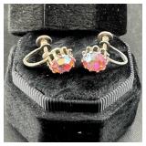 Antique Style Rhinestone Screw Back Earrings