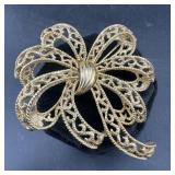 Trifari Gold Tone Ribbon Brooch