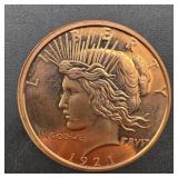 1 oz .999 Fine Copper Round ï¿½ Peace Dollar Design