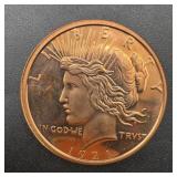 1 oz .999 Fine Copper Round ï¿½ Peace Dollar Design