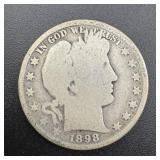 1898 Barber Silver Half Dollar