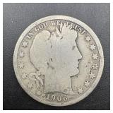 1906-O Barber Silver Half Dollar