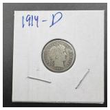 1914-D Barber Silver Dime