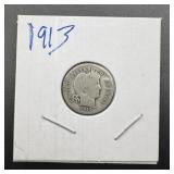 1913 Barber Silver Dime