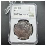 1884-O Morgan Silver Dollar ï¿½ NGC MS64