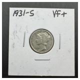 1931-s Mercury Silver Dime Key Date. Mintage 1,846