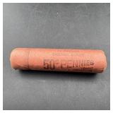 Bank Wrapped Wheat Cent Roll Bu Ends. 1954-d Visib