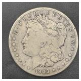 1903-s Morgan Silver Dollar Key Date. Mintage 1,24