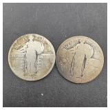 Lot Of 2 Standing Liberty Silver Quarters: 1926 An