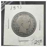 1893 Barber Silver Half Dollar.