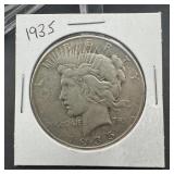 1935 Peace Silver Dollar. Mintage 1,576,000.