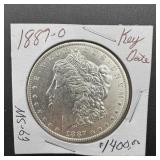 1887-o Morgan Silver Dollar Key Date. Mintage 11,5