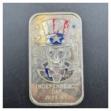 1975 Independence Day One Ounce Silver Bar .999 Fi