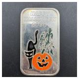 1973 Happy Halloween One Ounce Silver Bar .999 Fin