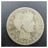 1900 Barber Silver Quarter.