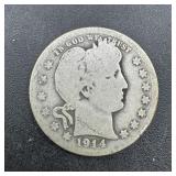 1914-d Barber Silver Quarter.