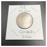 1819 Canadian 25-cent Silver Coin.