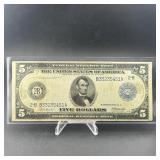 1914 $5 Federal Reserve Note blue seal. District 2