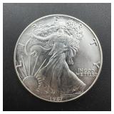 1987 American Silver Eagle One Ounce Silver Coin.