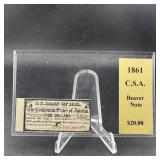 1861 Confederate States Of America Bond $4.
