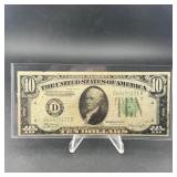 1934-c $10 Federal Reserve Note. Green Seal. Distr