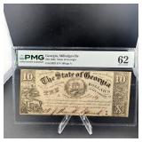 1865 $10 State Of Georgia Note Milledgeville. Seri
