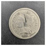 1877 Three Cent Piece Damaged.