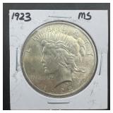 1923 Peace Silver Dollar Higher Grade. Mintage 30,
