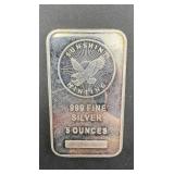 5 Troy Ounce .999 Fine Silver Bar Sunshine Mint.