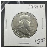 1954-s Franklin Silver Half Dollar.