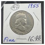 1954-d Franklin Silver Half Dollar.