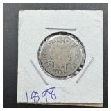 1898 Barber Silver Dime.