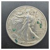 1943 Walking Liberty Silver Half Dollar.